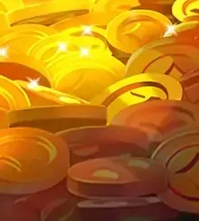 Tumpukan koin emas dengan kilau hangat dari artwork resmi S13